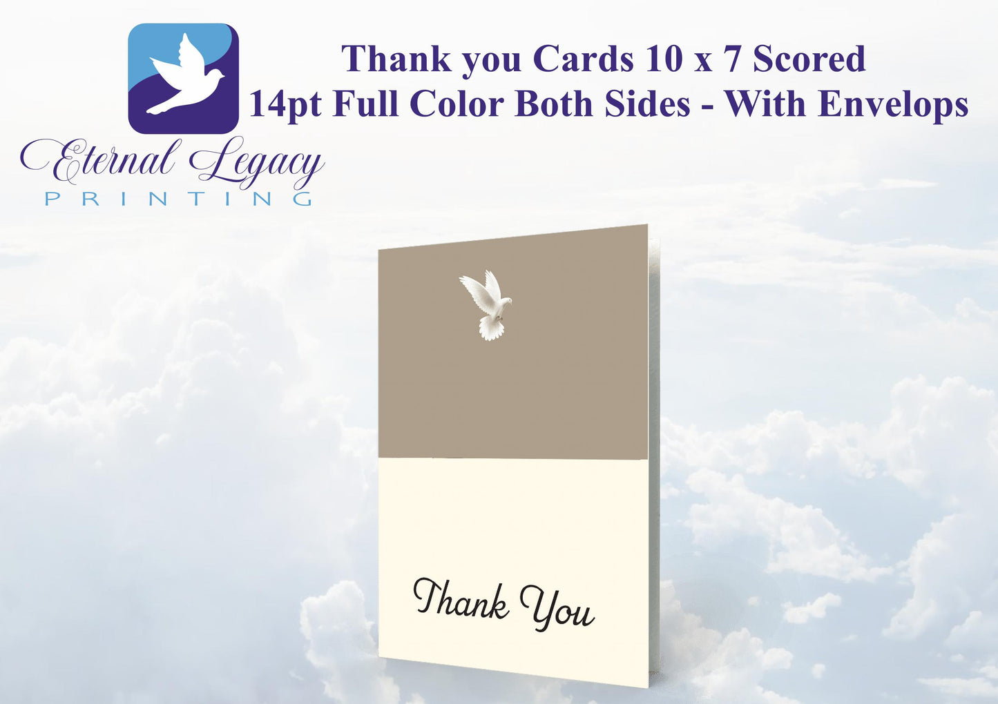 Thank You Cards 10"x 7" Scored- 14pt Full Color Both Sides- With Envelopes