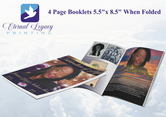 Memorial Program: 4 Page Booklets 5.5"x8.5" Collated