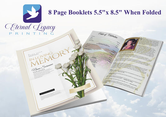 Memorial Program: 8 Page Booklets 5.5"x8.5" Collated